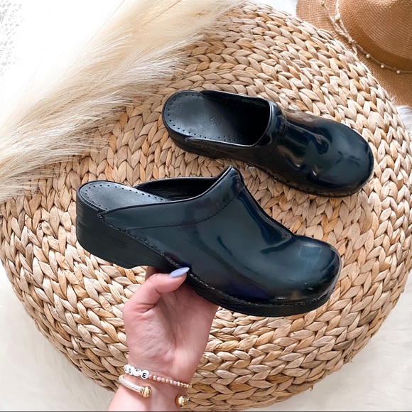 Dansko Shoes - Dansko Sonja Clog Green Patent Leather Open Heel